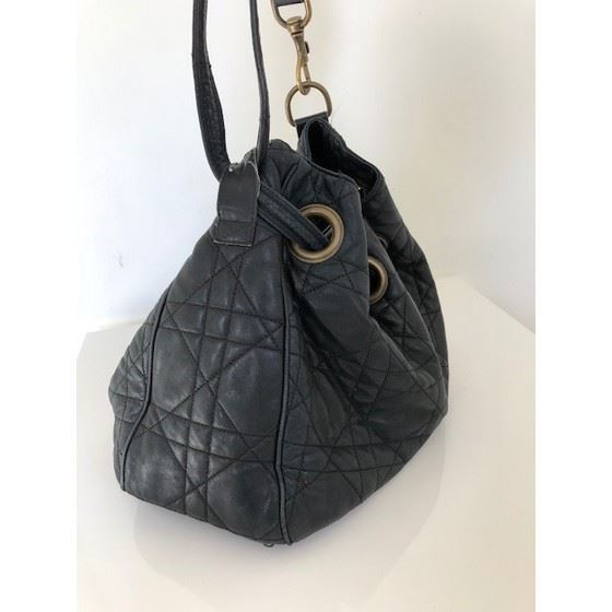 Picture of Dior cannage black drawstring tote bag