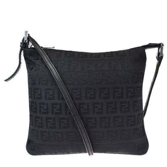 Picture of Fendi logo canvas leather crossbody bag