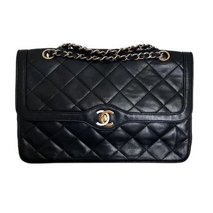 Image of [SALE: from € 2.399,-) Chanel black medium double flap bag "Paris" limited edition