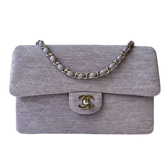 Vintage and Musthaves. Chanel medium jersey/cotton lilac  timeless  classic flap bag VM221074