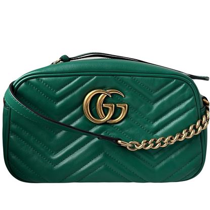 Image of Gucci GG Marmont matelassé green shoulder bag VM221106
