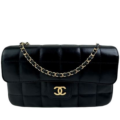 Image of Chanel black "chocolate bar" crossbody flap bag VM221244