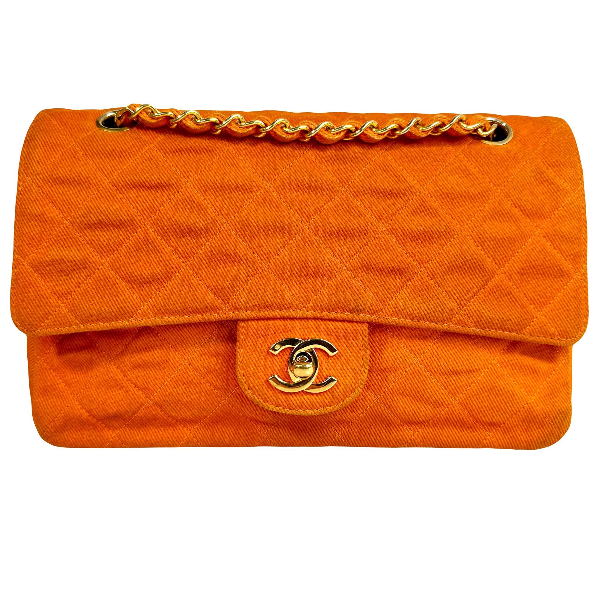 Picture of Chanel cotton orange classic timeless flap bag with gold hardware VM221270