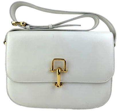 Image of Celine white leather triomphe box bag VM221284