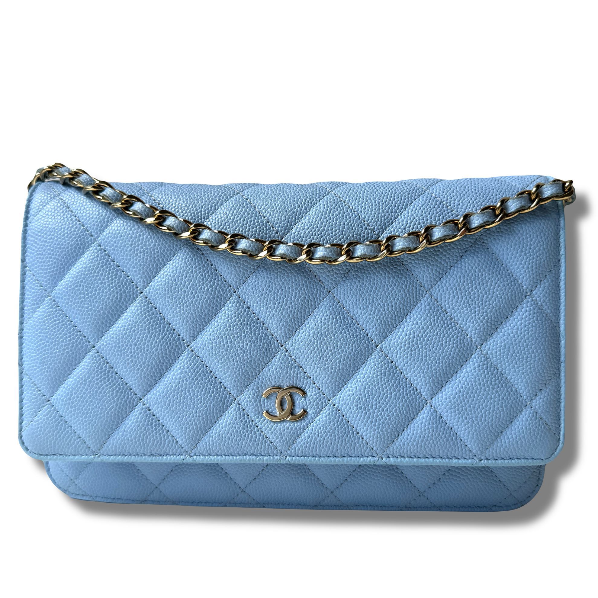 Picture of Chanel baby blue WOC "wallet on chain" bag, caviar GHW VM221286