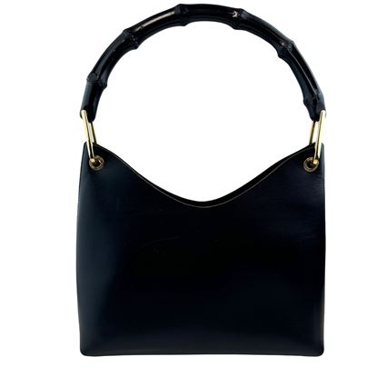 Image of Gucci Black leather Bamboo handbag VM221296