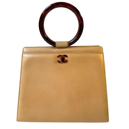 Image of Chanel tortoiseshell circle handle beige handbag VM221300