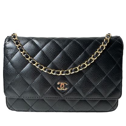 Image of Chanel black WOC "wallet on chain" bag, caviar GHW VM221304