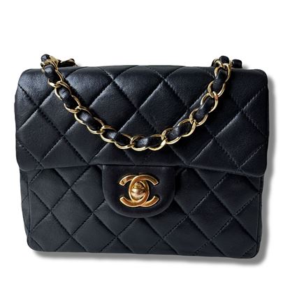 Image of Chanel 2.55 timeless classic black leather mini flap bag VM221309