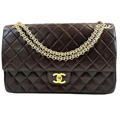 Image of Chanel BROWN timeless classic double flap bag with mademoiselle chain VM221320