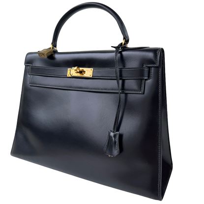 Image of Hermes 32 black Kelly bag with gold hardware VM221325