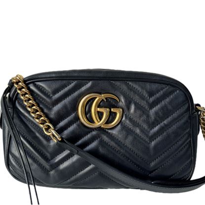 Image of Gucci GG Marmont matelassé black shoulder bag VM221358