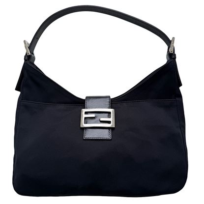 Image of FENDI black mamma baguette bag VM221371