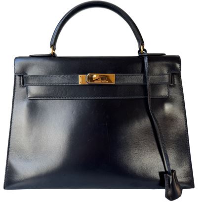 Image of Hermes 32 black Kelly bag with gold hardware VM221378