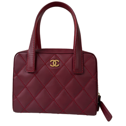 Image of Chanel burgundy/ruby wild stitch bowler handbag VM221416