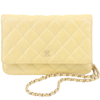 Image of Chanel light yellow  WOC "wallet on chain" bag, caviar GHW VM221421