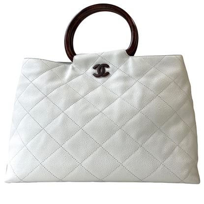 Image of Chanel white caviar wooden cc handbag VM221448
