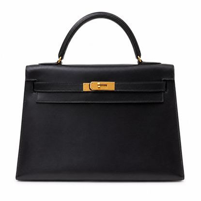 Image of Hermes 32 black Kelly bag with gold hardware VM221509