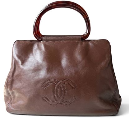 Image of Chanel brown leather top handle handbag VM221538