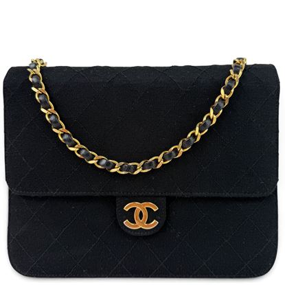 Image of Chanel small black cotton timeless classic flap bag VM221536