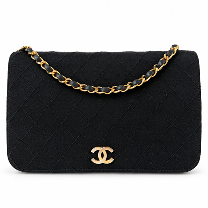 Image of Chanel fullflap 4-way black cotton timeless classic flap bag VM221549