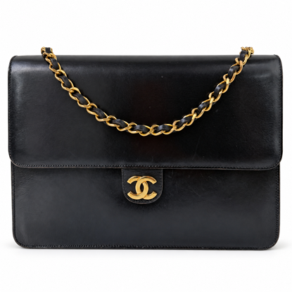 Image of Chanel medium black calfskin timeless classic flap bag VM221554